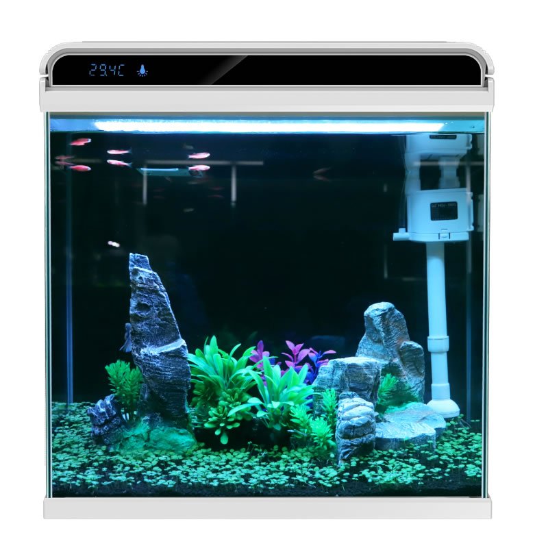 超白玻璃小鱼缸客厅 小型桌面家用水族箱 生态免换水金鱼缸高清大图