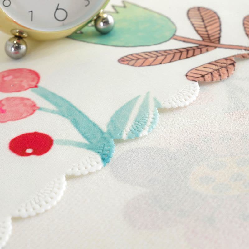 床头柜盖布北欧简约布艺微波炉防尘罩床头防尘桌布盖巾冰箱防尘布|床头柜盖布-花环小兔 55*55cm图片