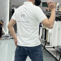 翻领短袖T恤男款夏季新款美式潮烫钻字母修身休闲百搭半袖POLO衫 4XL 白色