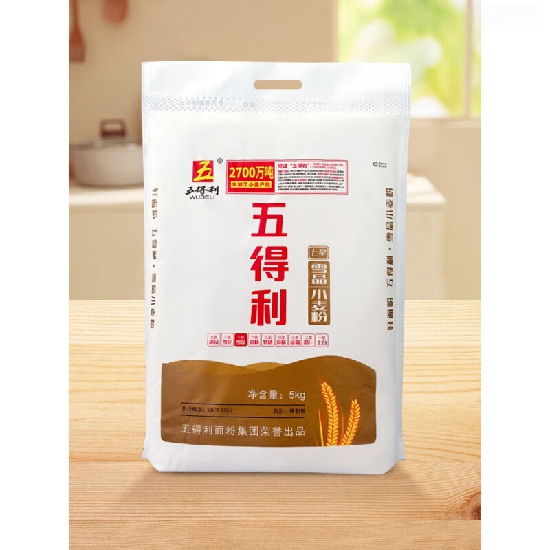 五得利 家庭中筋通用粉 七星雪晶10斤+10包[安琪]酵母高清大图