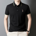 polo衫男2025夏季新款翻领刺绣时尚潮牌透气短袖男士T恤 XXL 黑色