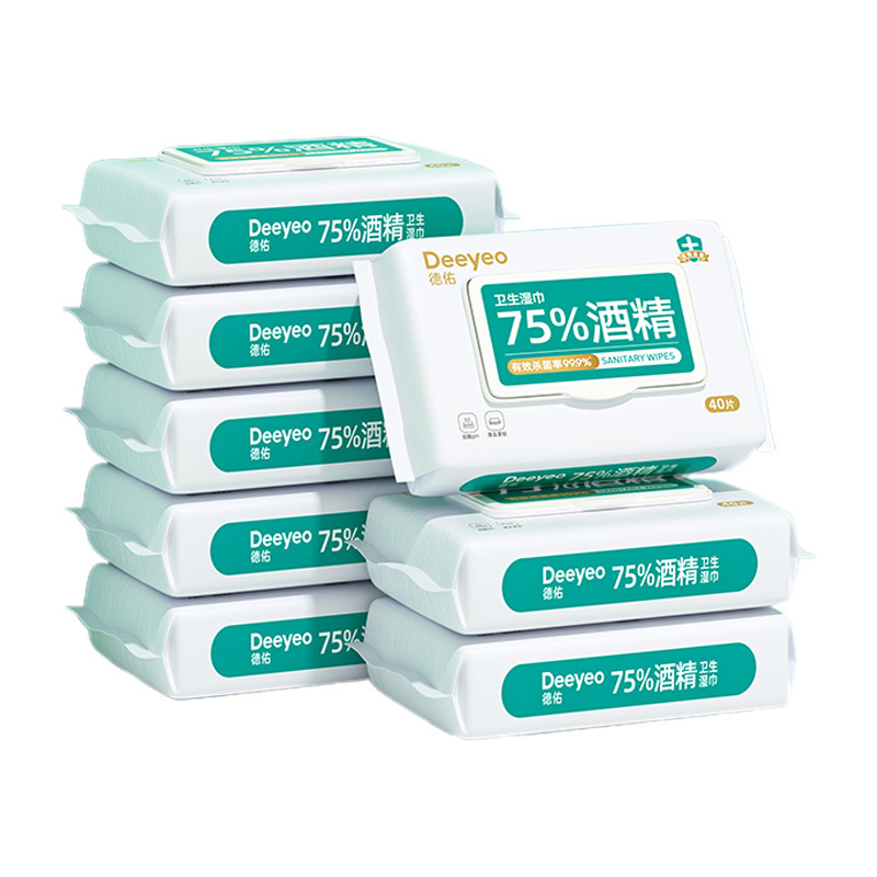 德佑酒精湿巾40抽*8包携带方便水分充足2001DYWP930