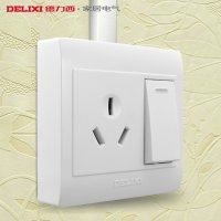 DELIXI德力西明装电源开关带插座 空调插座16A带开关插座16a三孔PVC面板