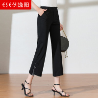逸阳2020夏季新款休闲微喇裤显瘦九分喇叭裤女