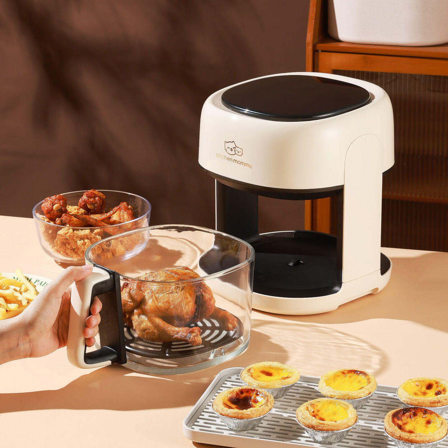 厨创妈咪 KITCHEN MOMMY家用360度可视食物空气炸锅4LKT-KZ-400D高清大图