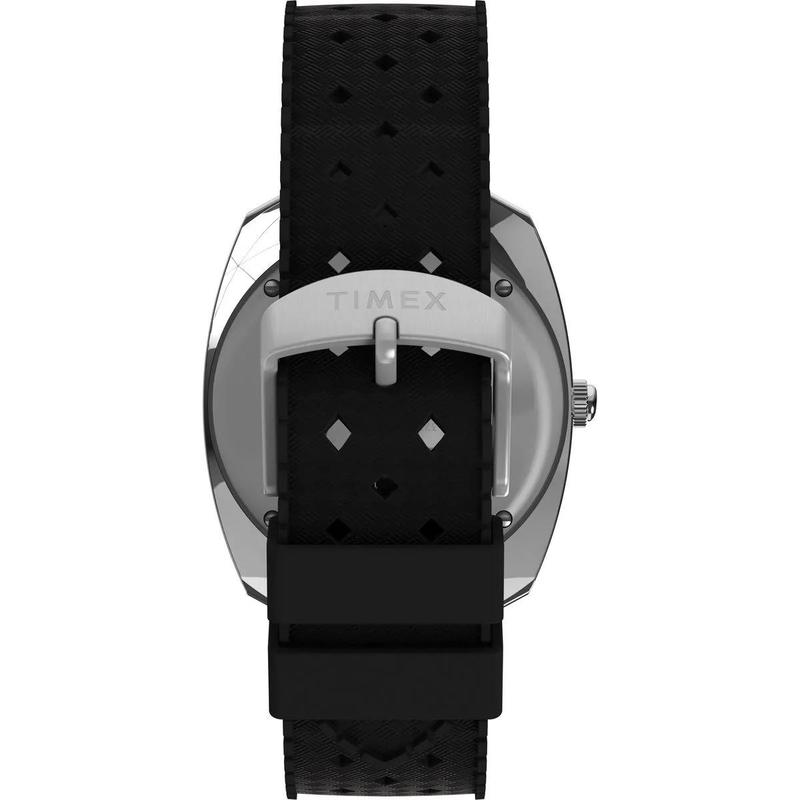 复刻年代赛车石英表黑盘橡胶表带多功能计时腕表高清大图