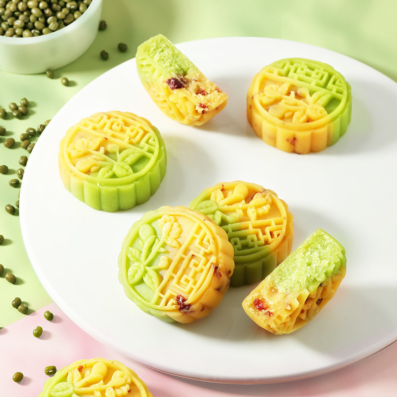 味滋源绿豆糕早餐食品传统蛋糕办公室零食下午茶 蔓越莓味双色绿豆糕500g
