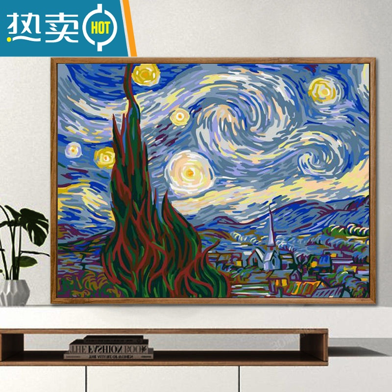 敬平数字油画diy手工绘画填色现代简约风景挂画装饰画富士山樱花装饰画高清大图