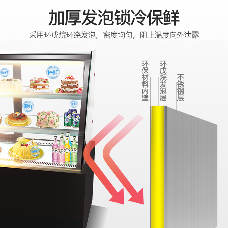 友田YOUTIAN蛋糕展示柜商用玻璃甜品柜西点面包柜冷藏熟食水果保鲜柜直角JX-1.2WTZFH