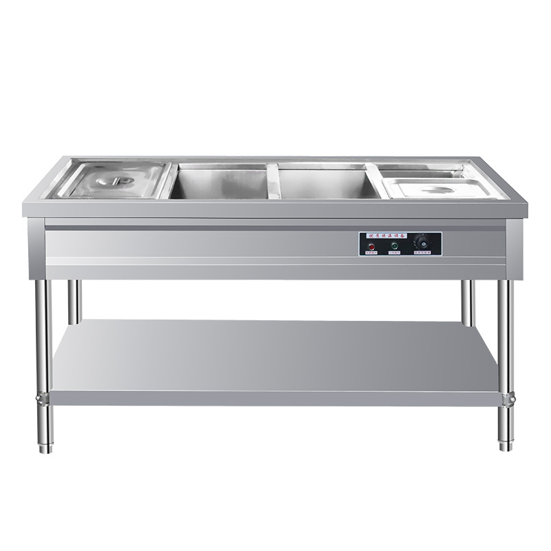 今创 四格保温售饭台商用快餐车加厚不锈钢食堂多格电热汤池台式饭菜