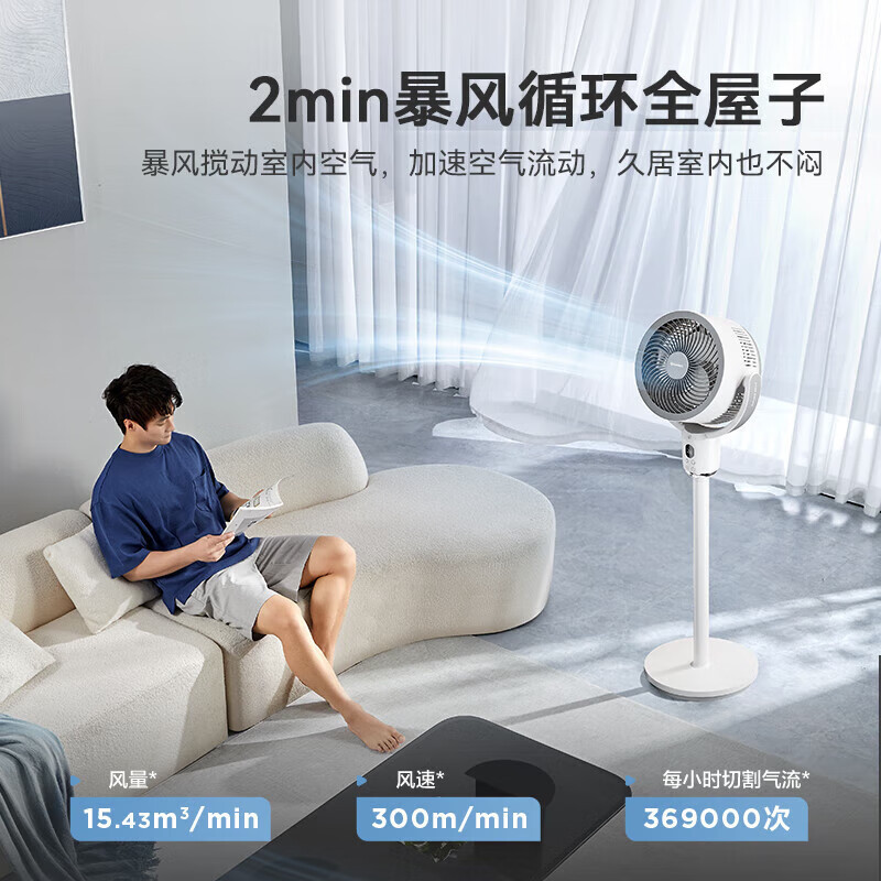 艾美特(AIRMATE)空气循环扇电风扇落地扇家用3D摇头电扇涡轮换气扇8档风量调节 FA18-SR171 语音+遥控高清大图