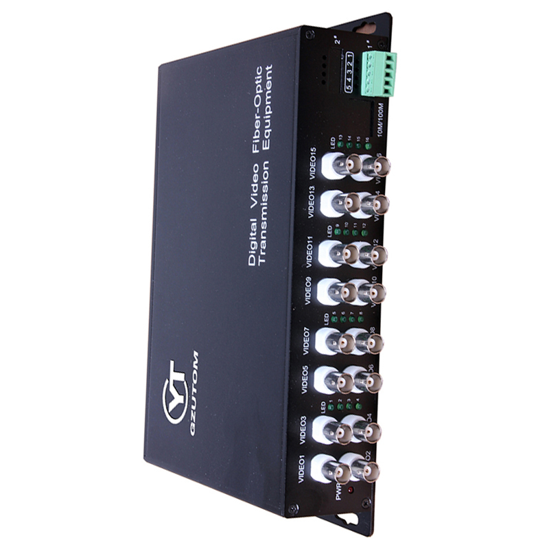 GZUTOM YTS16V1RD1S/B-M 16路标清视频+1路反向控制光端机单纤传输20KM FC光口(单位:1对)