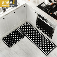 厨房地垫长条防油脚垫口浴室垫进入户地垫卧室客厅垫床边毯三维工匠 40*120cm 时尚黑白交叉
