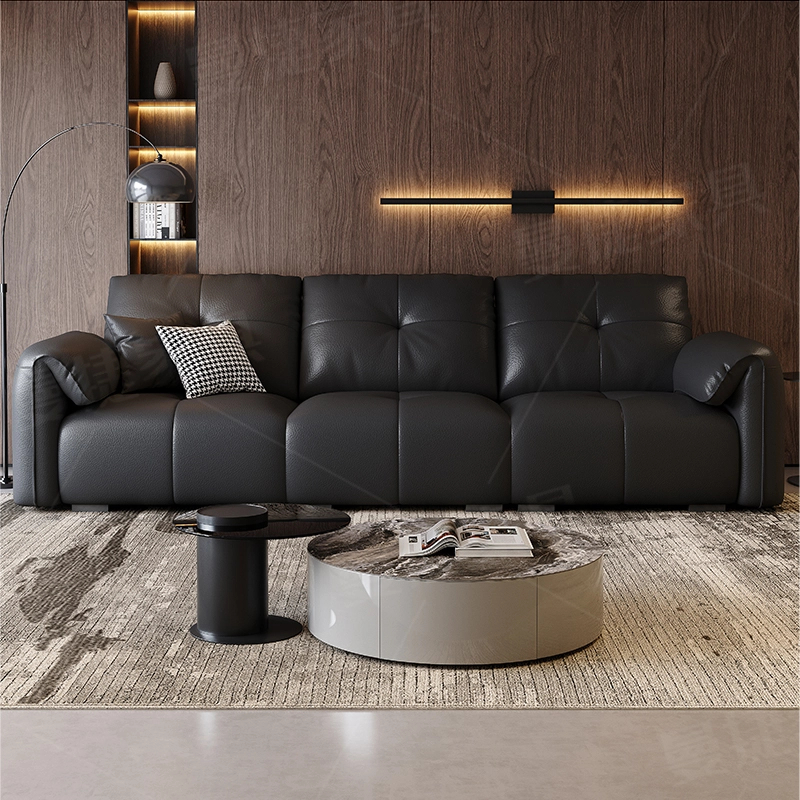 大象耳朵真皮沙发客厅沙发真皮极简轻奢直排沙发头层牛皮皮沙发高清大图