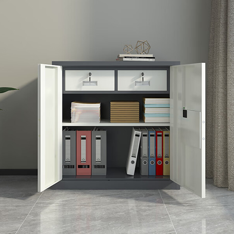 鑫升顺指纹电子保密柜钢制密码文件柜档案柜办公柜矮柜保密资料柜单节灰白钥匙指纹高清大图