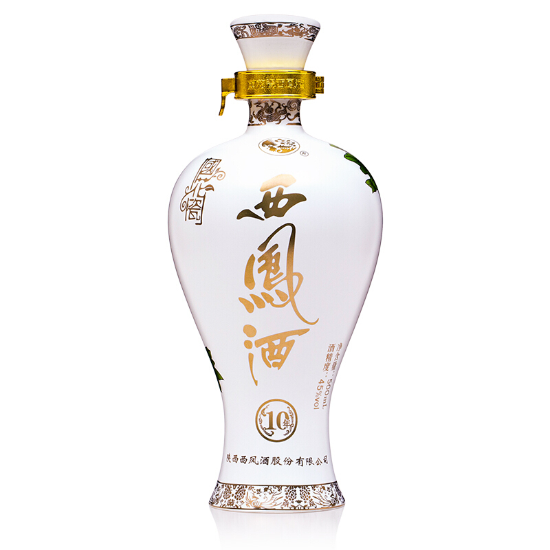 西凤 国花瓷10年 45度 500ml 单瓶 凤香型 白酒高清大图