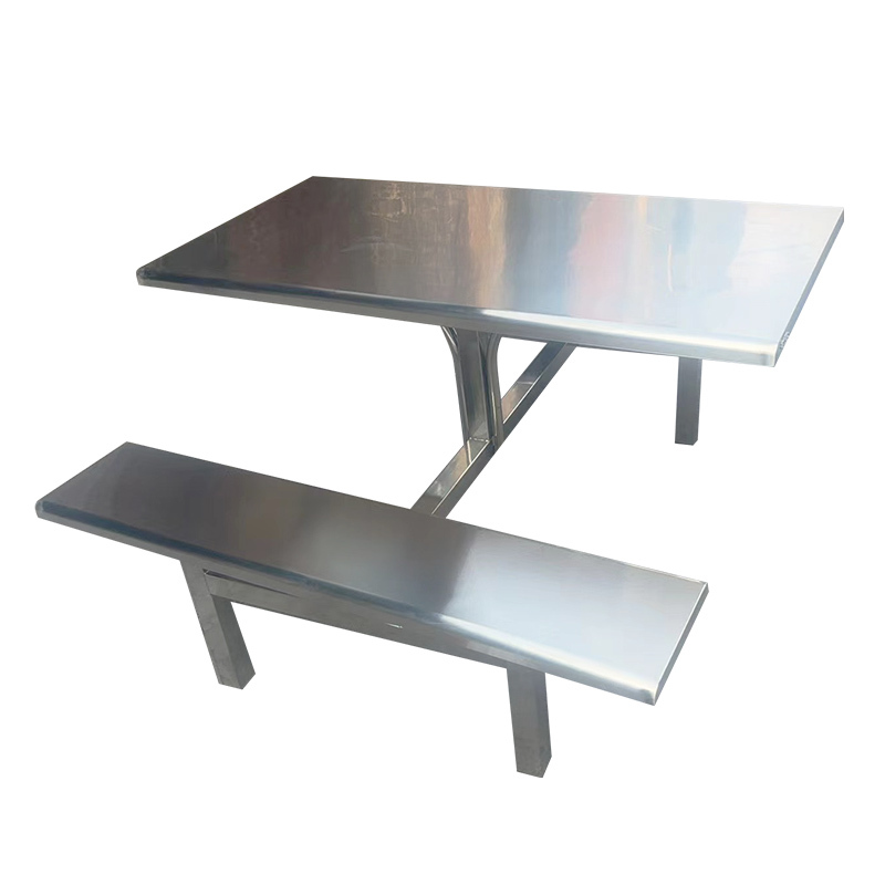 广亿隆食堂餐厅长方形四人位连体餐桌椅高清大图