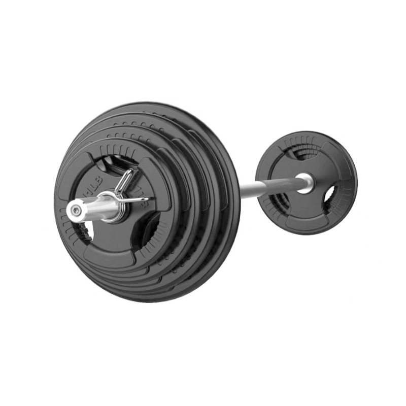 企购优品大孔包胶手抓杠铃片健身房深蹲卧推举重杠铃奥杠健身器材25kg