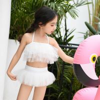 网红女童泳衣白色比基尼套装小公主游泳衣中大童女孩泳装新款洋气
