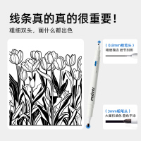 mideer弥鹿勾线笔美术专用小学生儿童黑色油性双头幼儿园马克笔描线笔防水速干不掉色描边记号笔