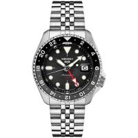 SEIKO Seiko精工男士手表自动机械腕表黑色大日期与GMT功能防水时尚手表