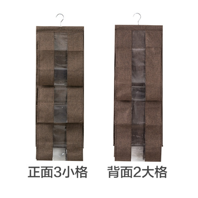 亚麻包包收纳挂袋衣柜收纳袋 五层后悬挂式置物袋储物袋