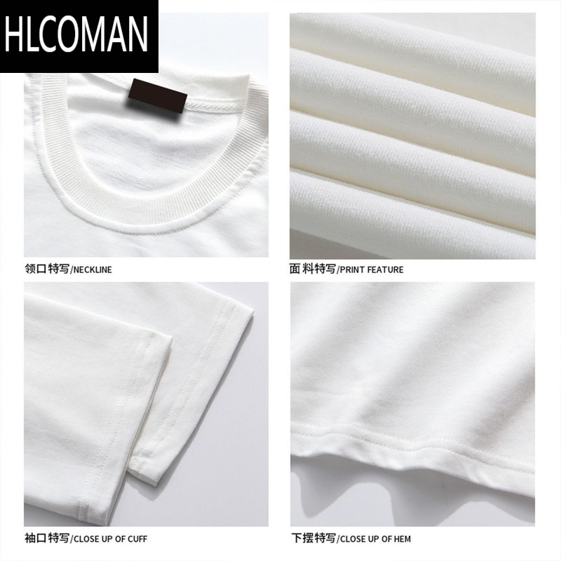 HLCOMAN美式街头字母印花260g短袖男夏季潮牌宽松情侣T恤打底衫