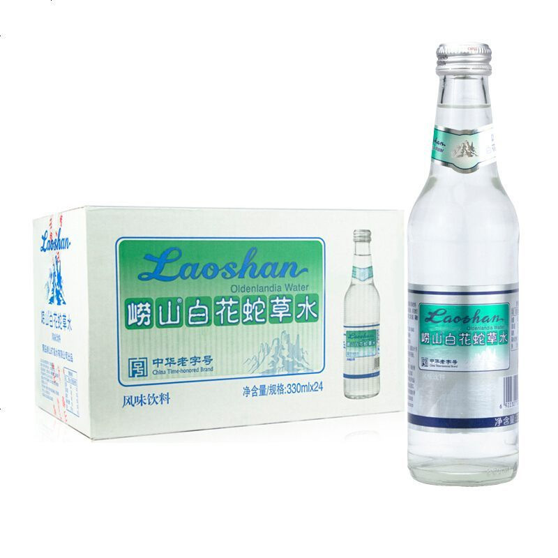 崂山 白花蛇草水330ml*24瓶装玻璃瓶装 风味饮料