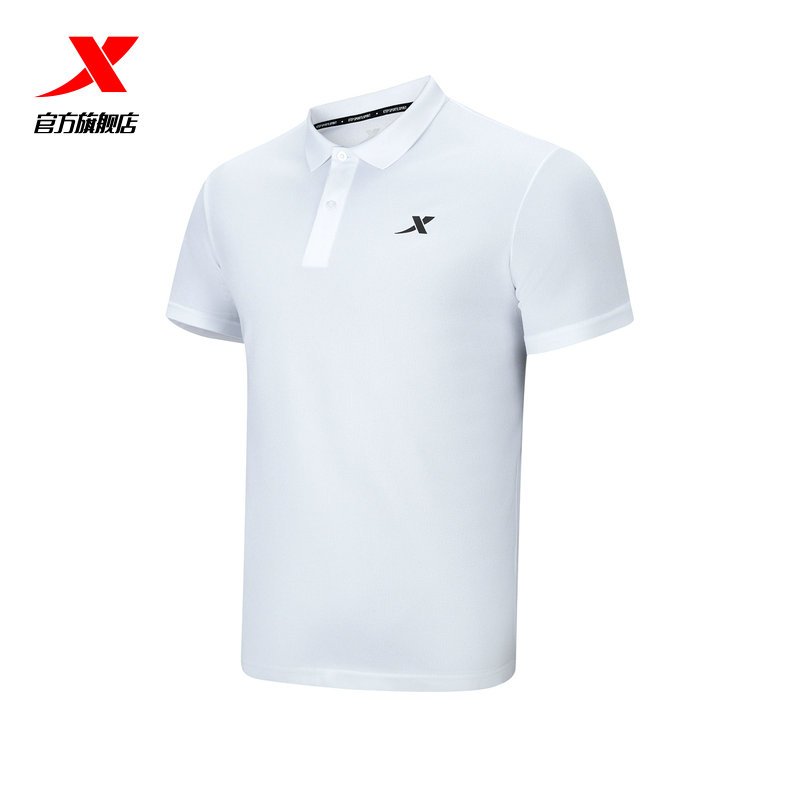 特步运动polo衫短袖t恤男夏季新款情侣款翻领透气舒适半袖时尚运动