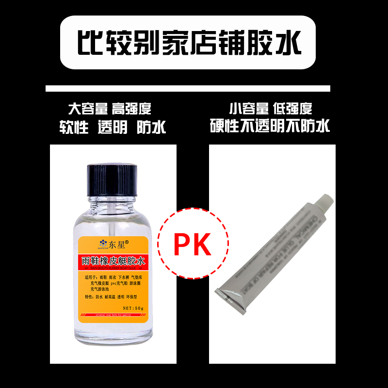 PVC胶水补雨靴/雨鞋/下水裤/水鞋专用补丁粘下水衣雨衣套鞋皮叉水叉裤修补橡皮船充气船橡皮艇软性防水补漏胶