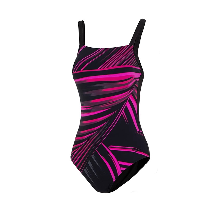 Speedo速比涛印花方领吊带修身女装连体泳衣8-13511G705 XL 8-13511G705