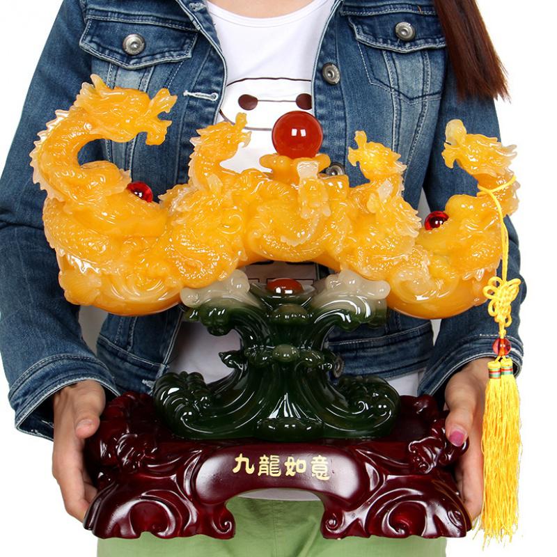 美帮汇仿玉九龙戏珠玉如意摆件 富贵家居装饰品工艺品礼品摆设高清大图