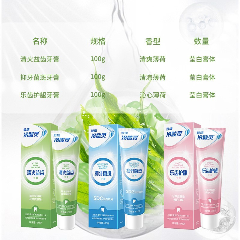 冷酸灵抗敏感牙膏套装(清火益齿100g+抑牙菌斑100g+乐齿护龈100g)共3支装温和清洁口腔牙周护理缓解牙龈敏感高清大图