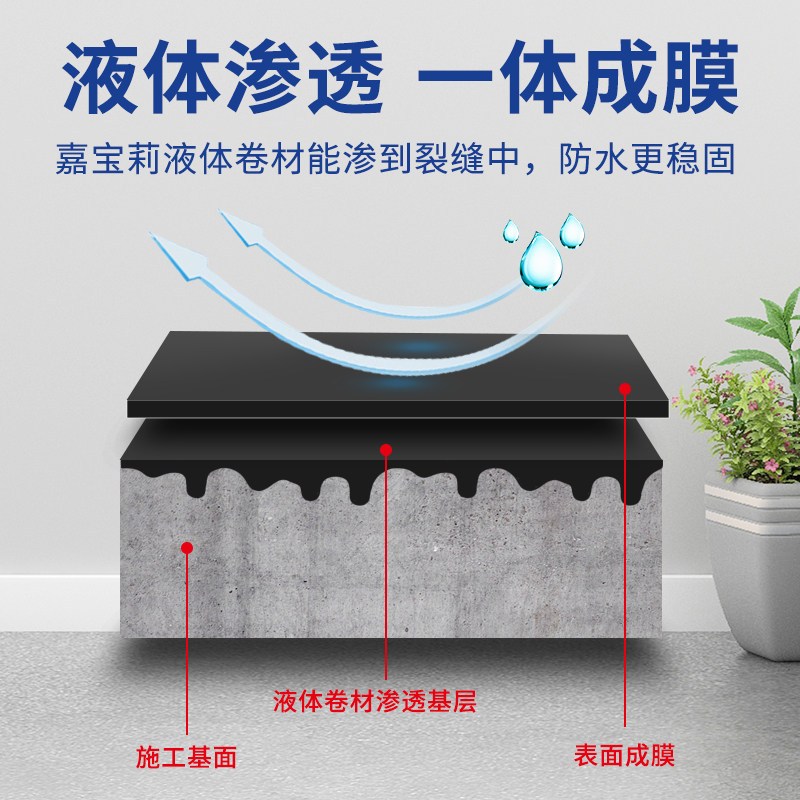 嘉宝莉防水补漏膏液体卷材防水涂料屋面阳台地下室外墙面水池屋顶防水涂料胶5kg