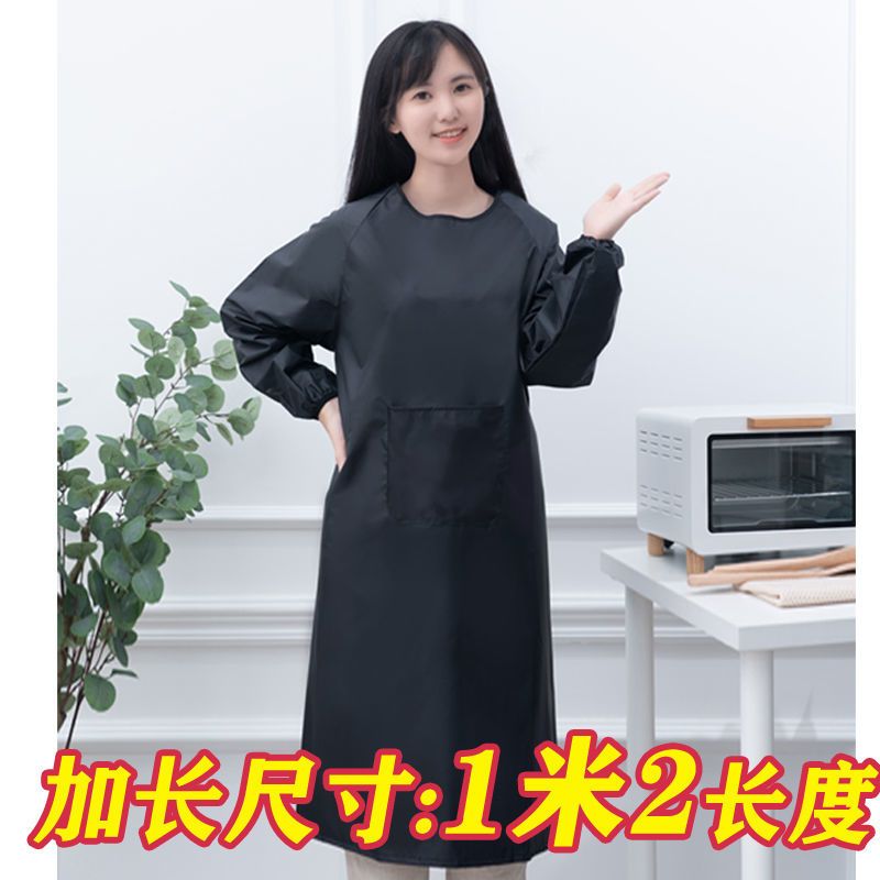 加长大码围裙防水防油成人男女罩衣加厚韩版时尚工作服厨房围裙 大红色 加长款120cm