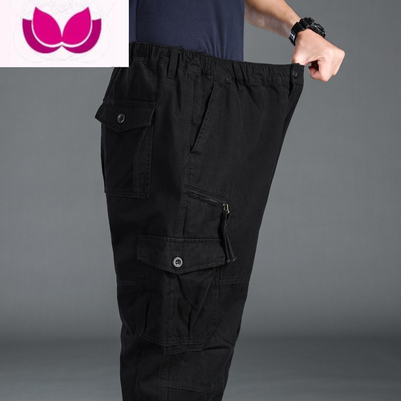七斓工装裤男宽松高腰大码休闲裤厚加绒战术裤多口袋劳保耐磨长裤