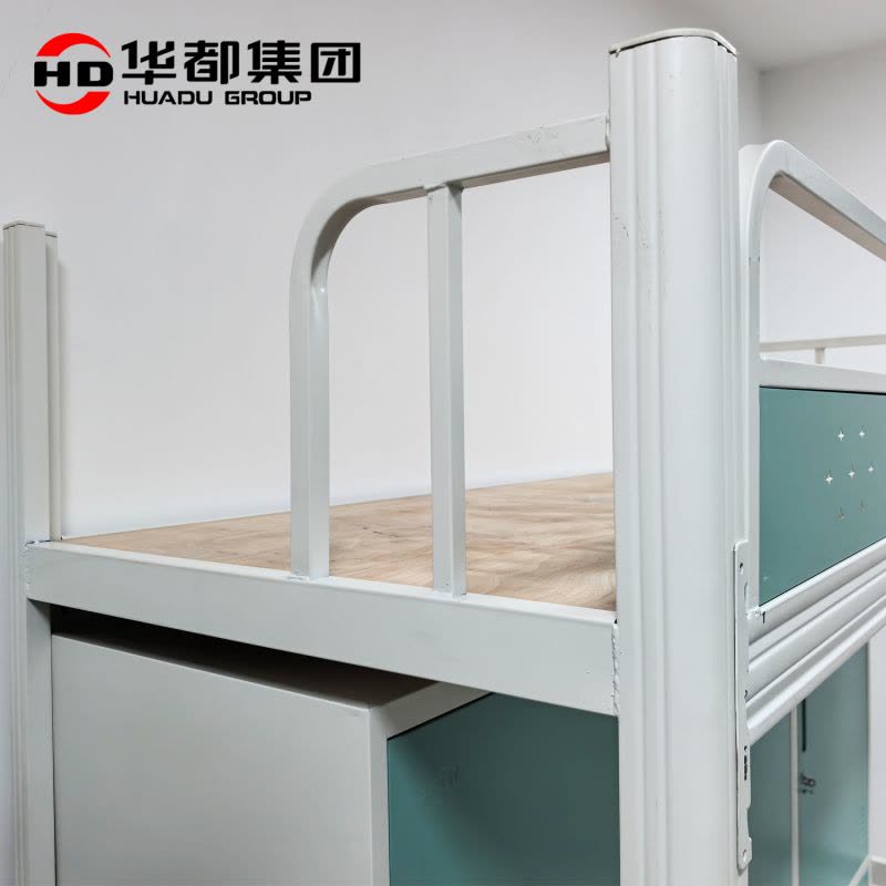 华都HDB-48 四人位中梯床华都公寓床上床下桌大学宿舍组合床多功能钢制铁床架子床双层床上下铺图片