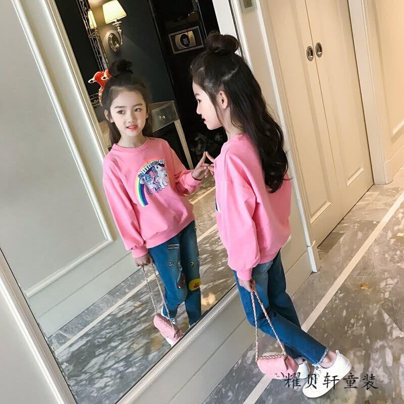 迪鲁奥(DILUAO)女童长袖T恤打底衫秋装2021新款儿童大童春秋体恤上衣小女孩图片