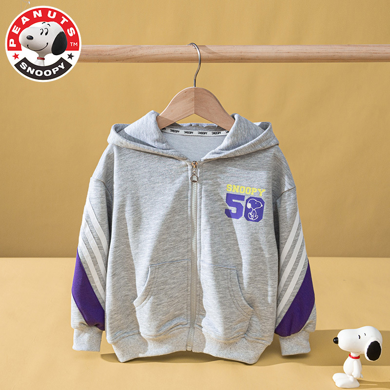 史努比(SNOOPY)新款儿童套装韩版撞色拼接休闲运动套装SXM070