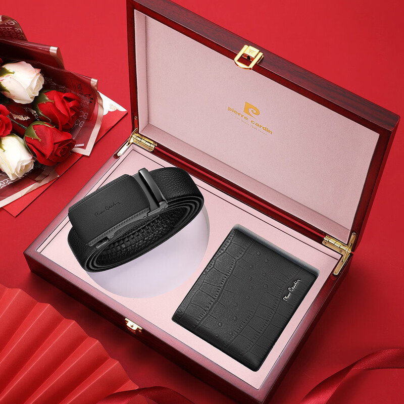皮尔卡丹(pierre cardin)新款休闲男式钱包+皮带礼盒二件套W52014011-6A高清大图