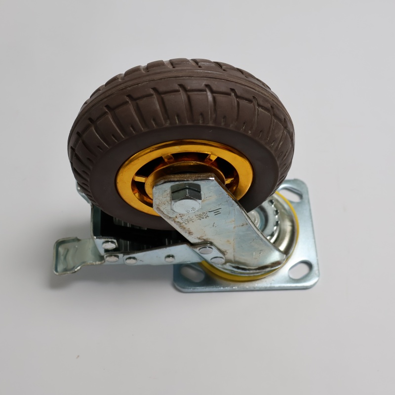 三猫树 橡胶万向轮 带刹车 直径125mm 咖啡色轮胎 5寸 个
