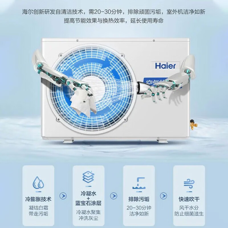 海尔(Haier)空气能电热水器200升双源速热WiFi智控节能省电省空间家用热泵带外机KF70/200-GE1-U1