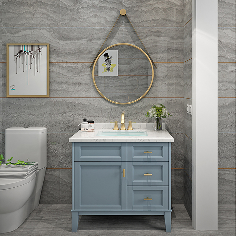 卫浴轻奢实木岩板浴室柜组合现代洗漱台盆卫生间洗手洗脸盆柜美式