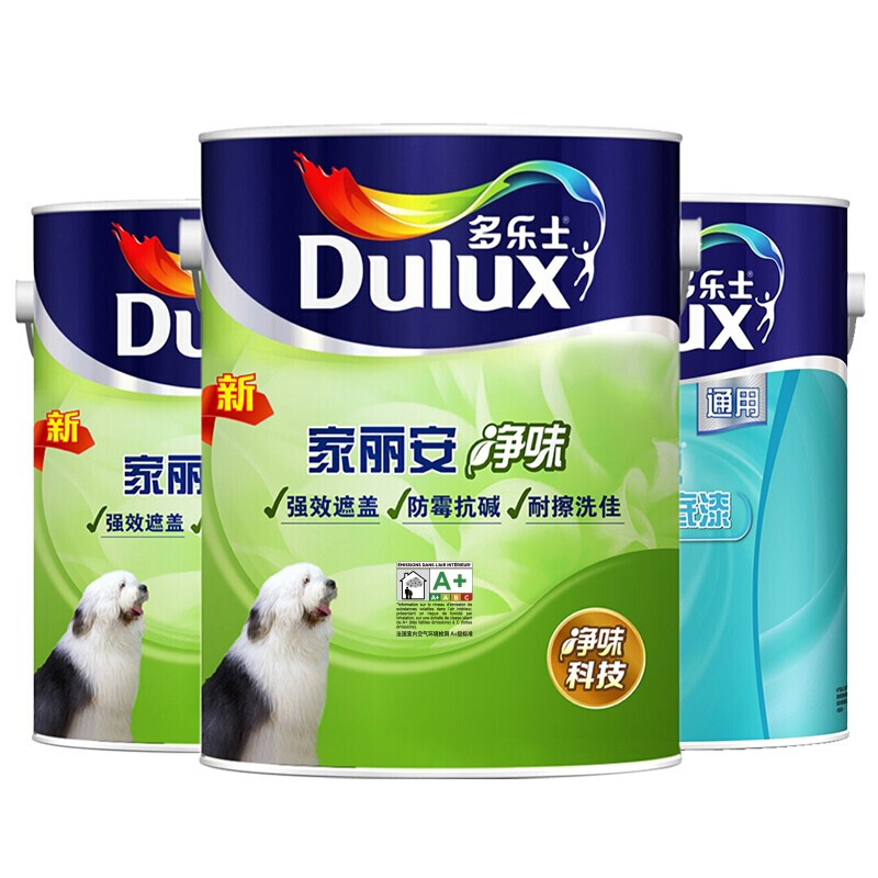 多乐士(Dulux)家丽安净味内墙乳胶漆 墙面漆油漆涂料 A991+A749 套装15L 哑光白色