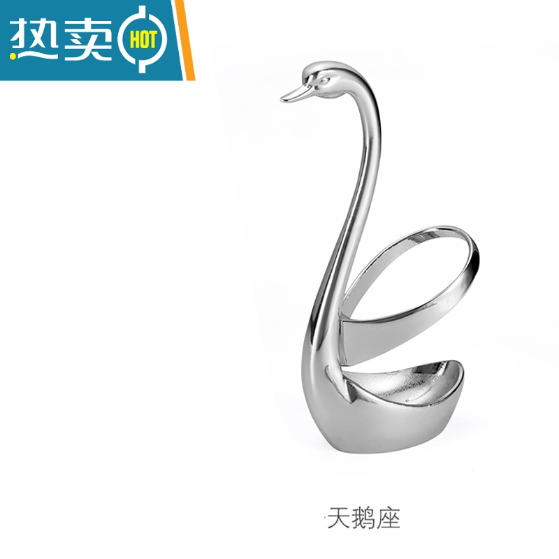 敬平304不锈钢水果叉水果签果插小叉子甜品叉月饼叉家用5支装 单个银色天鹅座高清大图