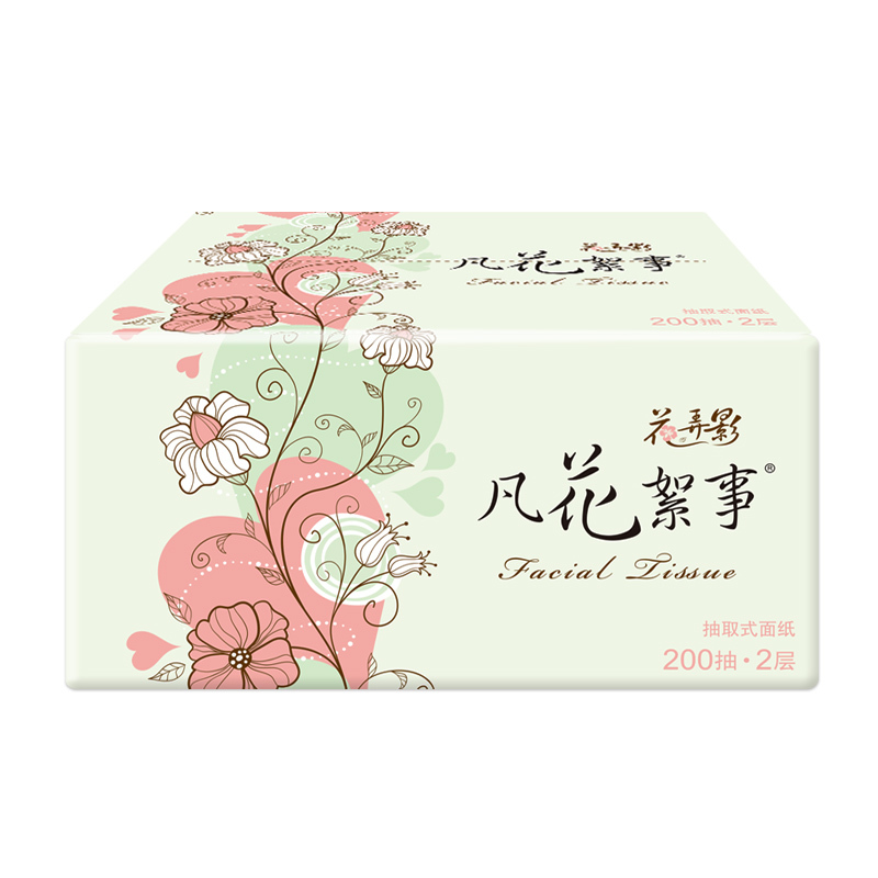 花弄影 抽纸 凡花絮事系列二层200抽24包小规格(短幅)卫生纸(整箱销售)