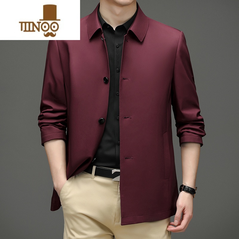 YANXU特大号薄款夹克男加肥加大宽松商务休闲肥佬风衣男装大码外套 210 2230红色