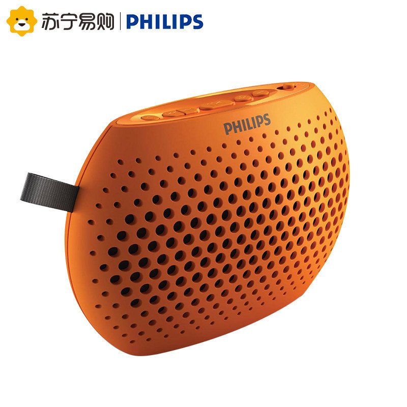 Philips/飞利浦 SBM100便携迷你插卡音箱 老人收音机MP3随身听音响 TF卡外响扩音器 儿童教学播放器 橙色