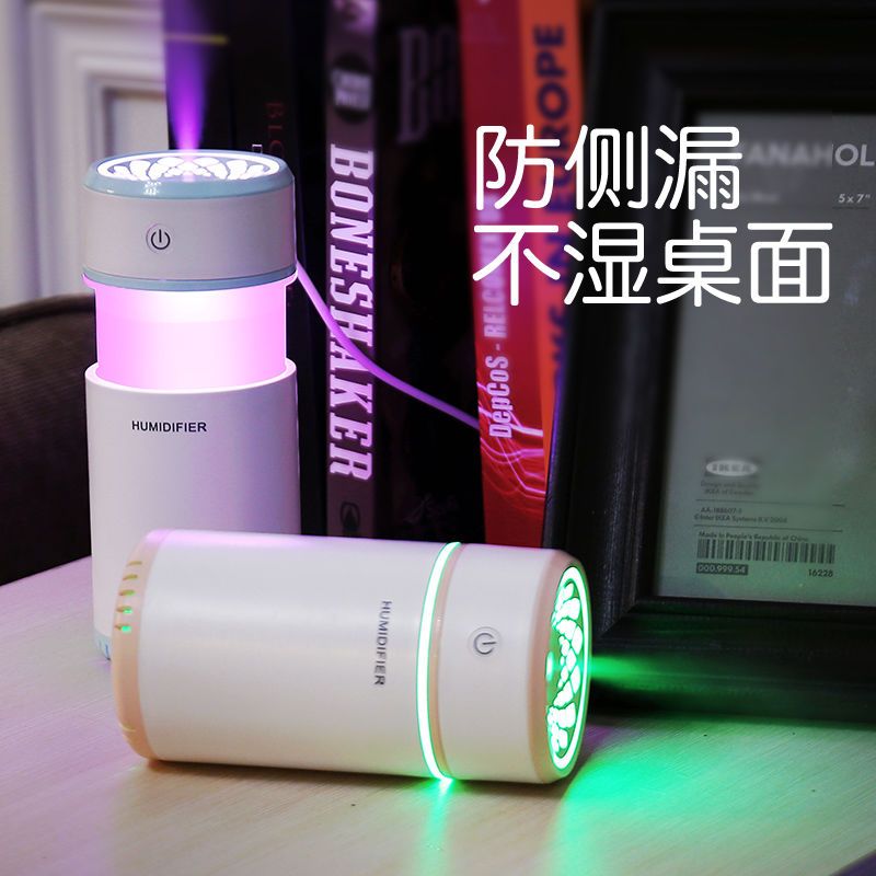 抖音同款抽拉迷你加湿器创意夜灯usb静音家用车载空气补水喷雾|蓝色