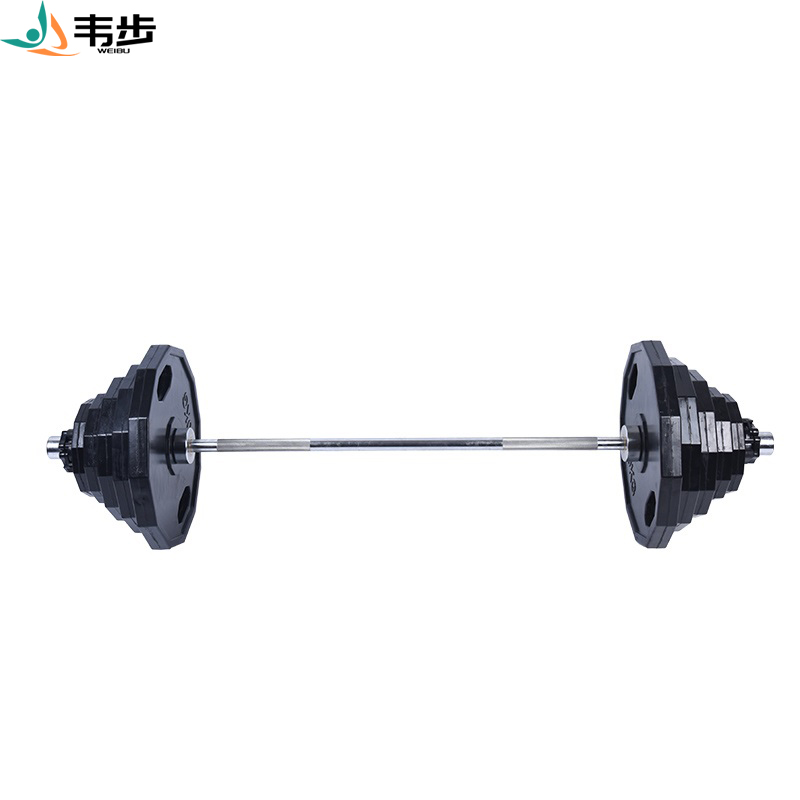 韦步LP25黑色橡胶包胶两孔杠铃片十二边大孔杠铃片家用配重举重片高清大图